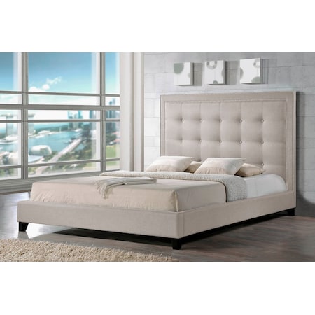 Baxton Studio Hirst Light Beige Platform Bed- Queen Size 106-5289